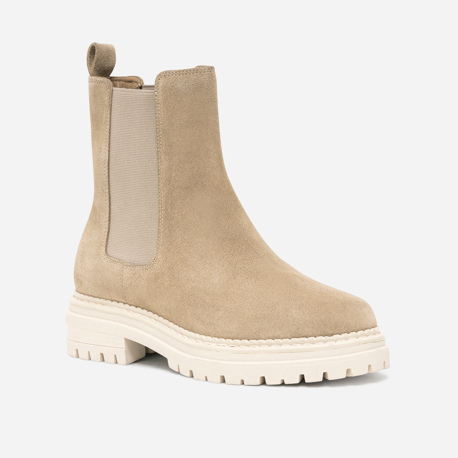 Chelsea boots TEXTO beige en cuir velours cranté