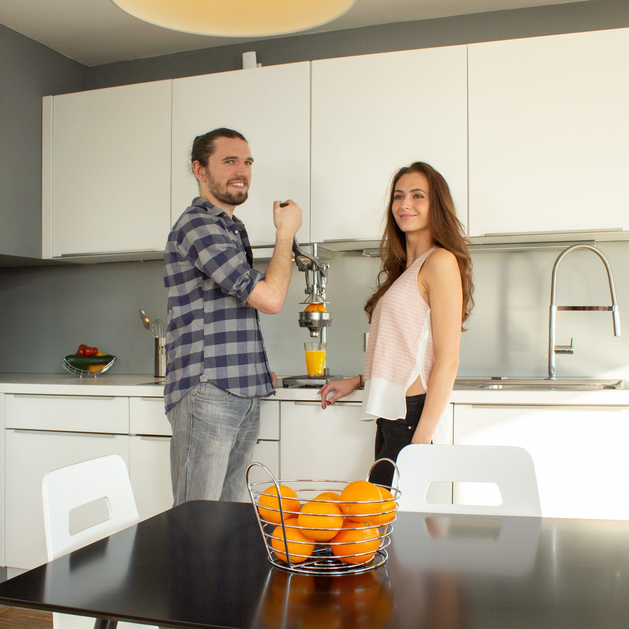 relaxdays 2in1 Zitruspresse Saftpresse manuell mit Schneide-Aufsatz