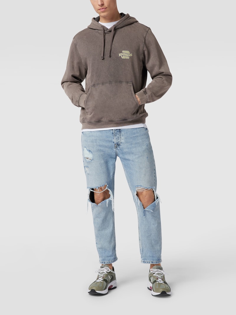 Hoodie mit Statement-Print in dunkelgrau