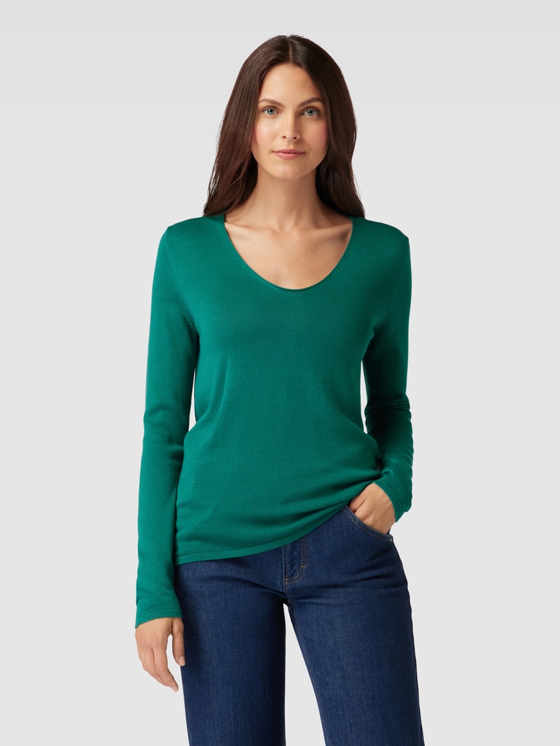 trickpullover mit Strukturmuster in petrol