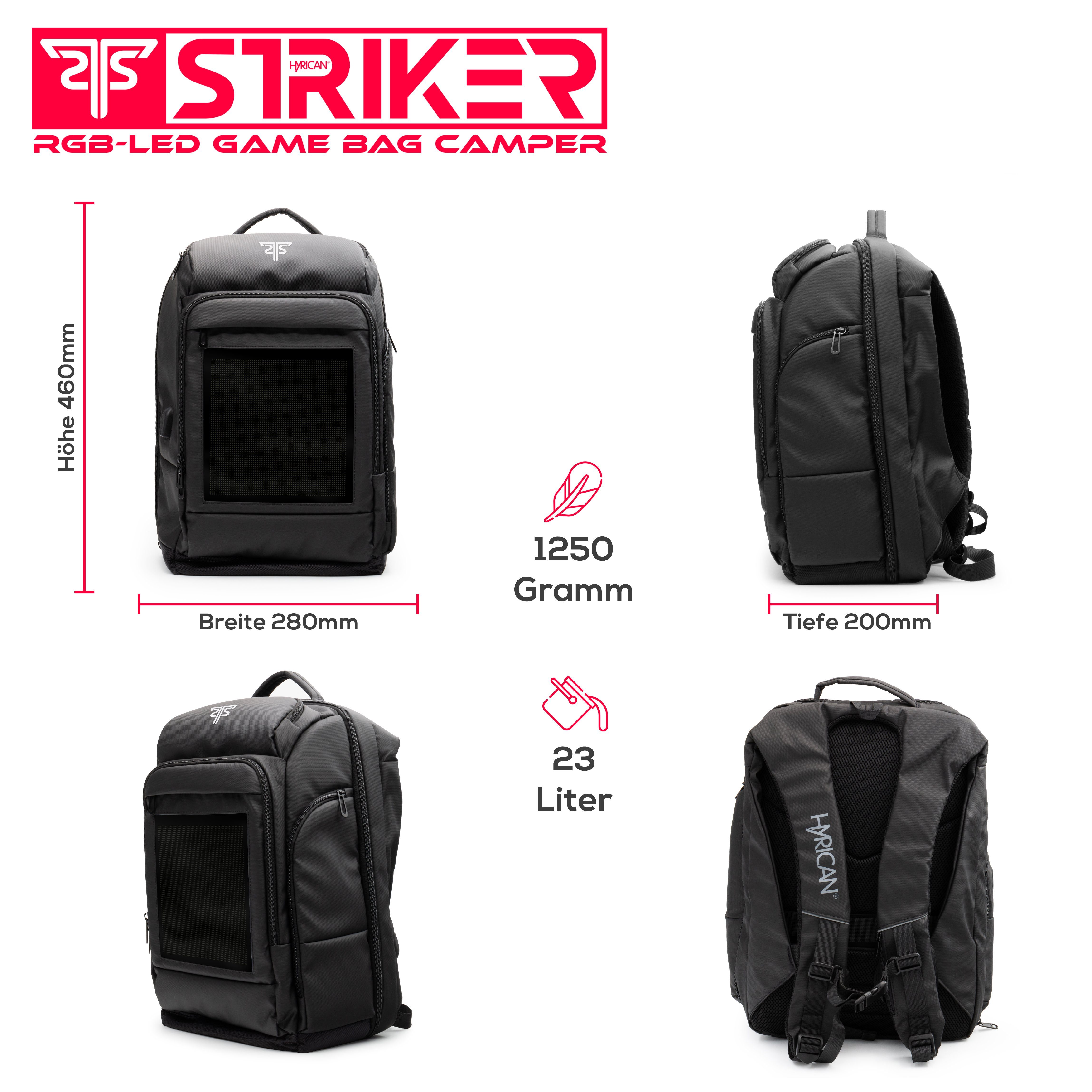 Hyrican Laptoprucksack Striker Game Bag CAMPER LED Laptoprucksack, 17,3'' Notebook, 12