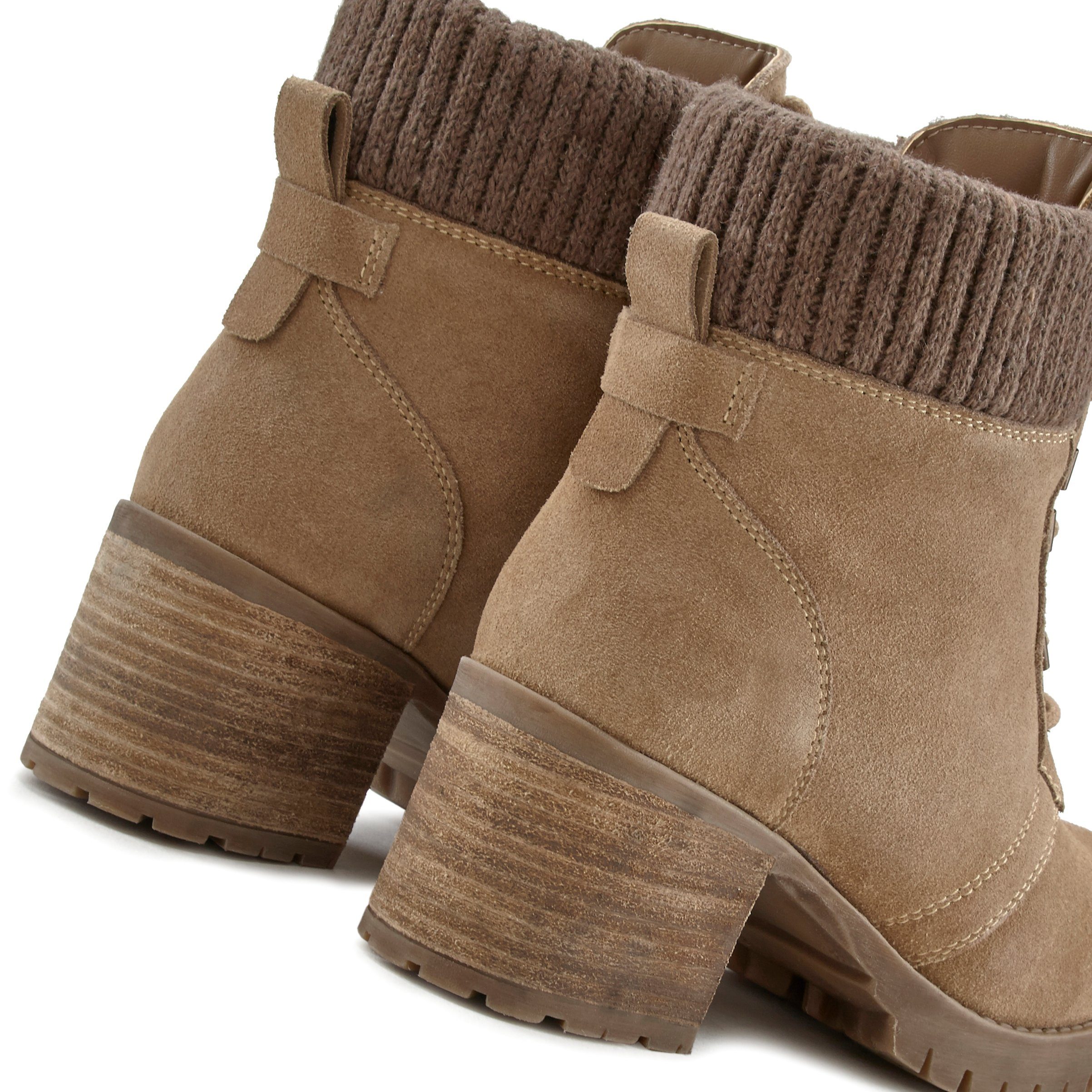 LASCANA Schnürstiefelette, High-Heel Boots, Winterstiefelette, Leder, Blockabsatz zum Schnüren