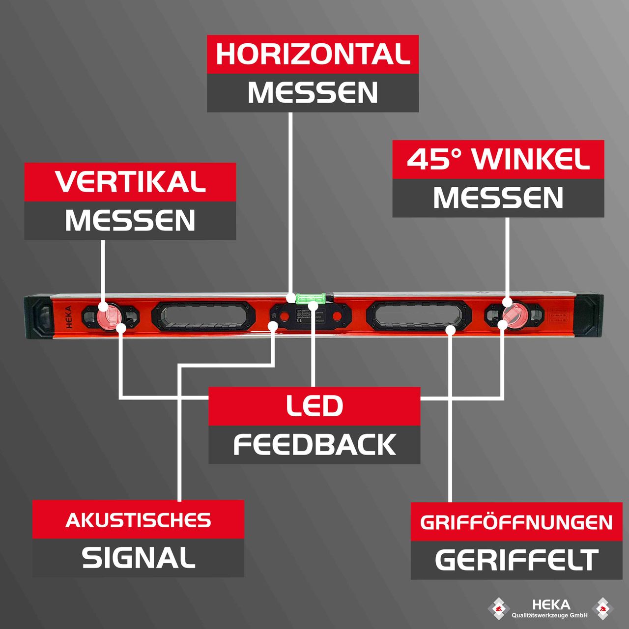 Heka Werkzeuge GmbH Magnetische LED Wasserwaage Opto 60 cm