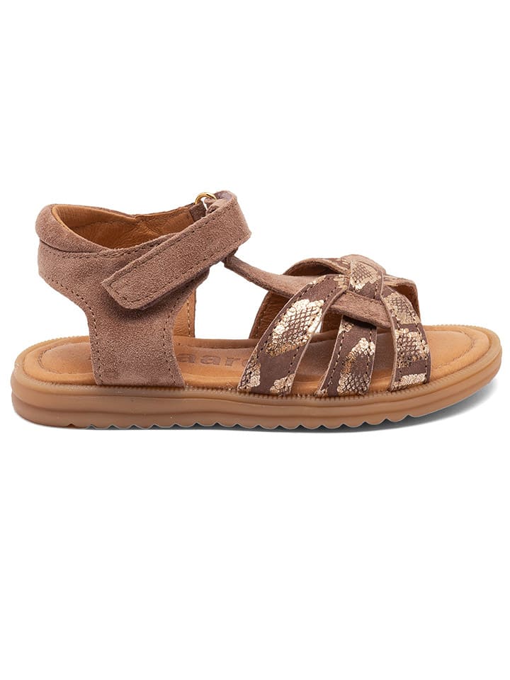 bisgaard Leder-Sandalen in Braun/ Gold günstig kaufen