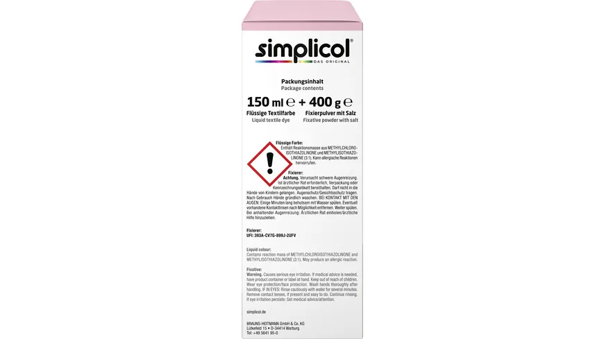 simplicol Textilfarbe intensiv Strawberry-Cream 150 ml