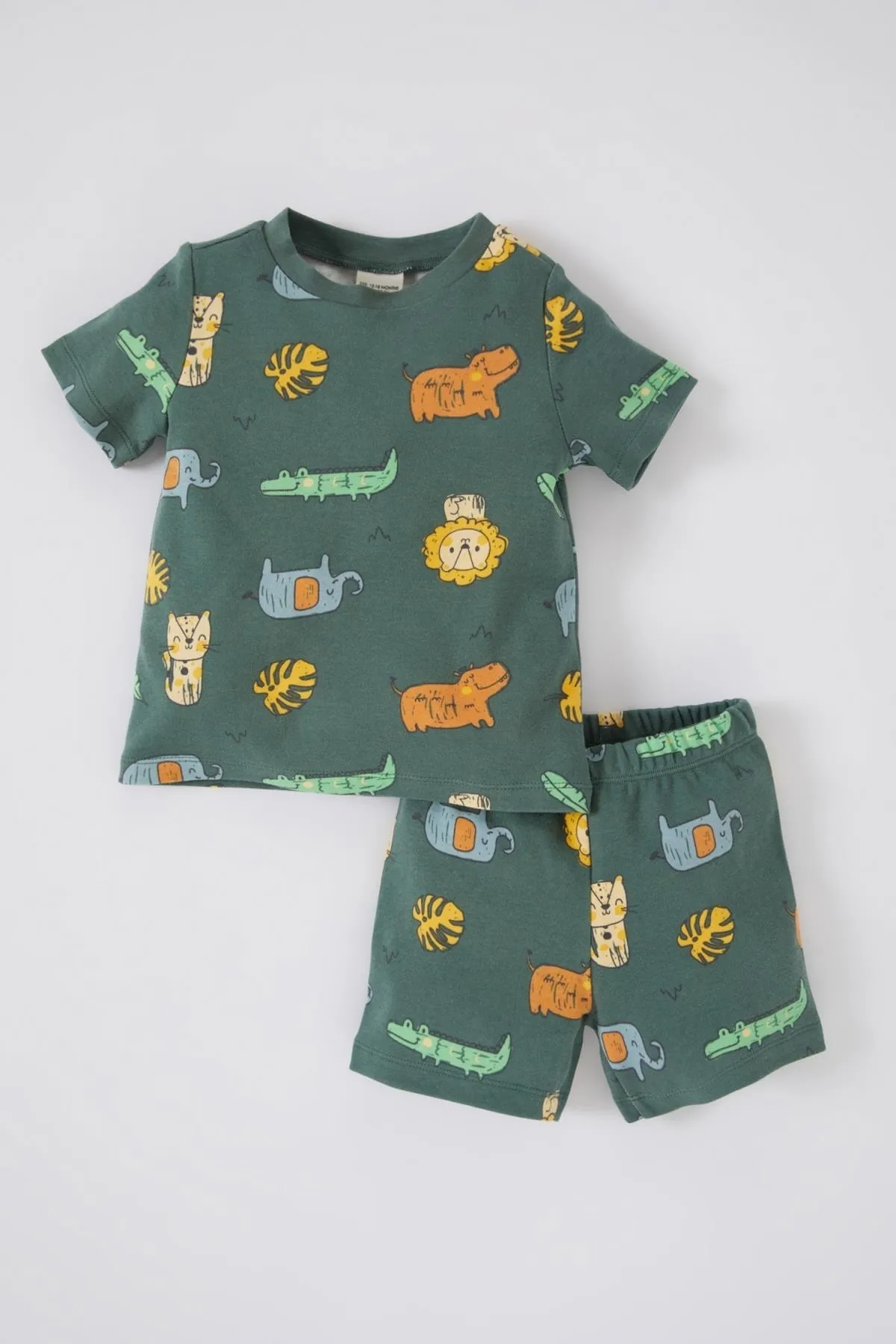DeFacto  Gemusterter Kurzarm-Ripppyjama für Jungen im 2er-Set