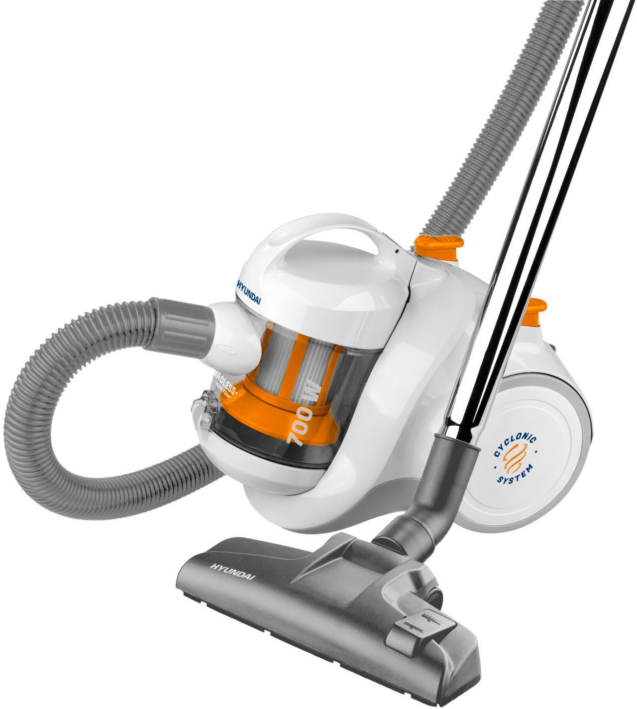 Hyundai Bodenstaubsauger VC009, 700 W, beutellos, ECOMotor, 2xHEPA-Filter, 1,5l Vo, 8m Aktion-Radius