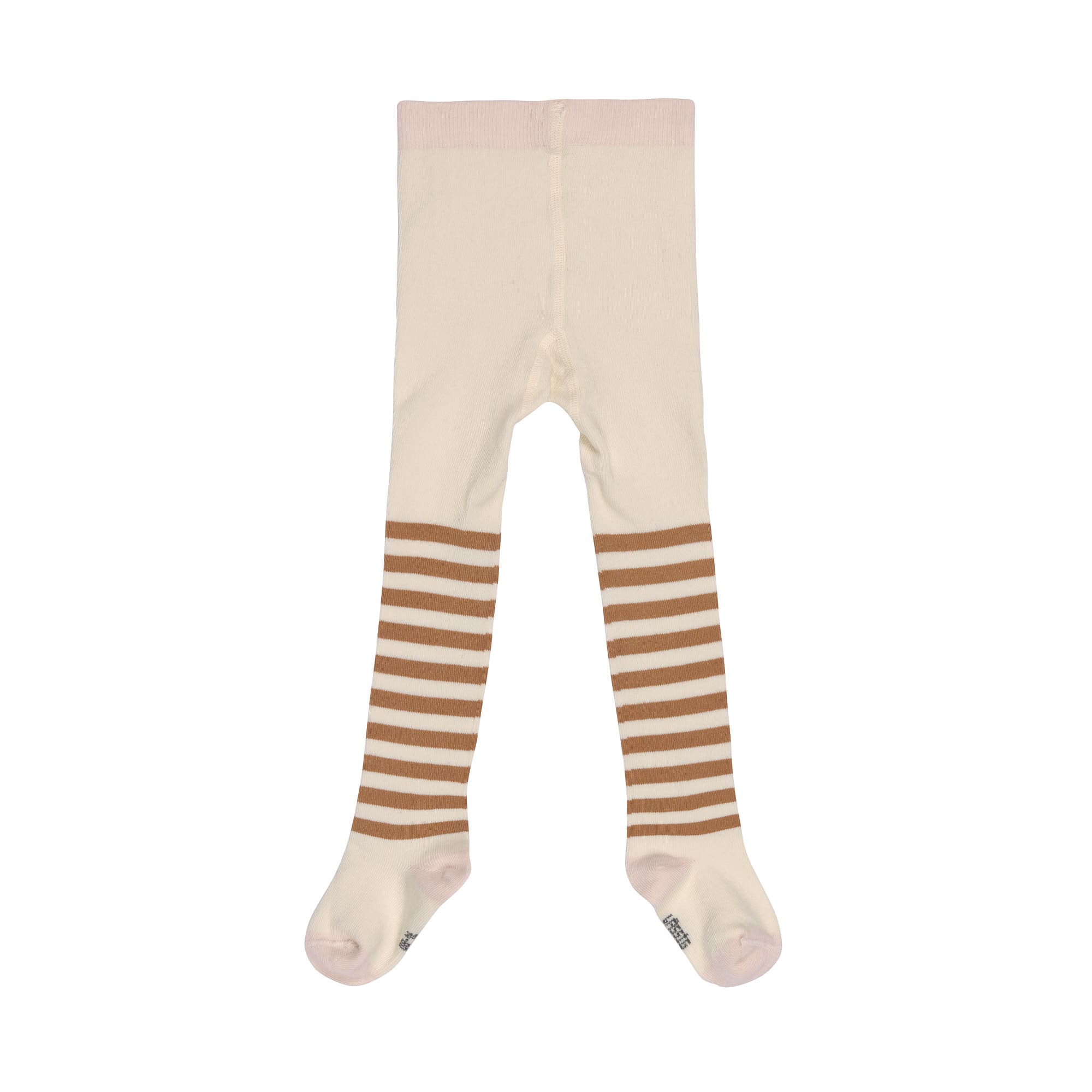 Strumpfhose GOTS - Tights, Halb Gestreift Weiß Karamell