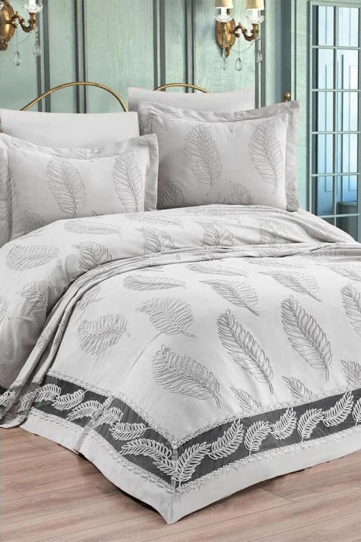 Çeyiz Diyarı  Çeyizdiyarı Barbara 6-teiliges Chenille-Piqué-Set Creme