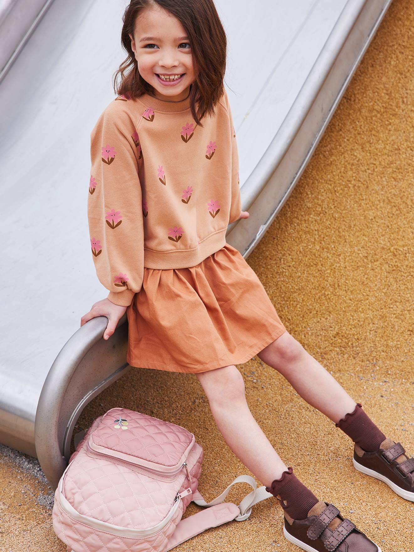 Vertbaudet Mädchen 2-in-1-Kleid - pfirsich