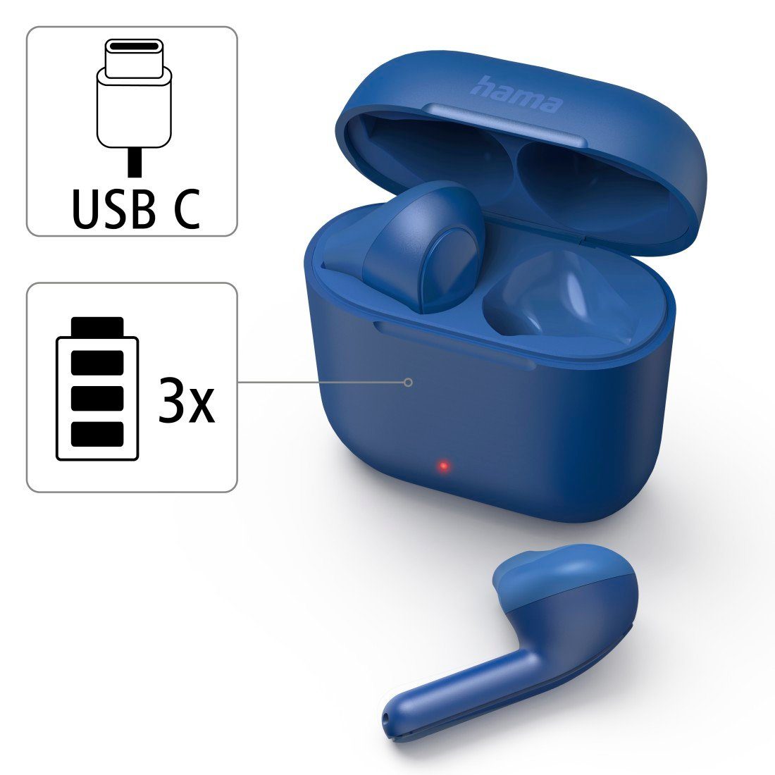 Hama Bluetooth® Kopfhörer True Wireless, Earbuds, Autopairing, Apple Siri Bluetooth-Kopfhörer (Freisprechfunktion, Sprachsteuerung, Google Assistant, Siri, A2DP Bluetooth, AVRCP Bluetooth, HFP, HSP, PBAP, SPP, Google Assistant, Berührungssteuerung, i