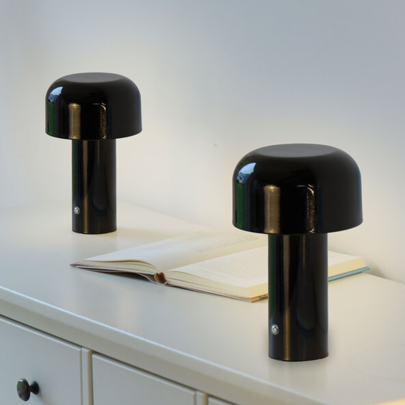 LED-Akku-Tischleuchte Cremini, 2er Set, schwarz