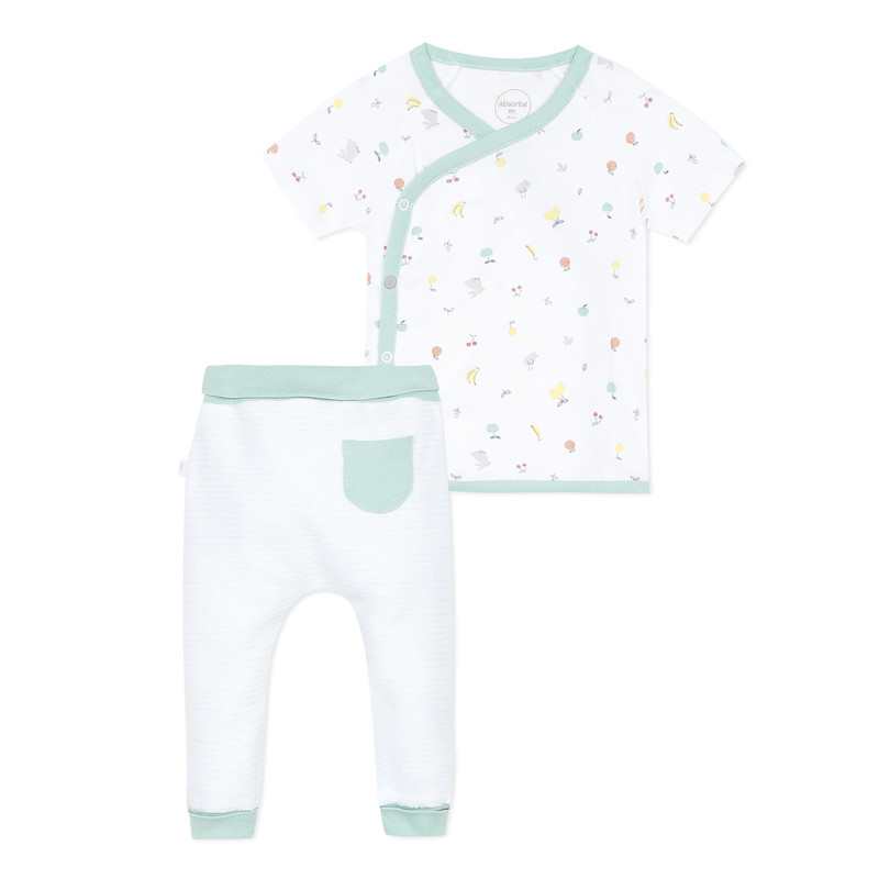 Ensemble vert rayé en éponge naissance Absorba