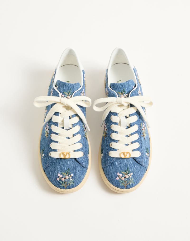 Royco Denim Sneaker med Blomsterbroderi
