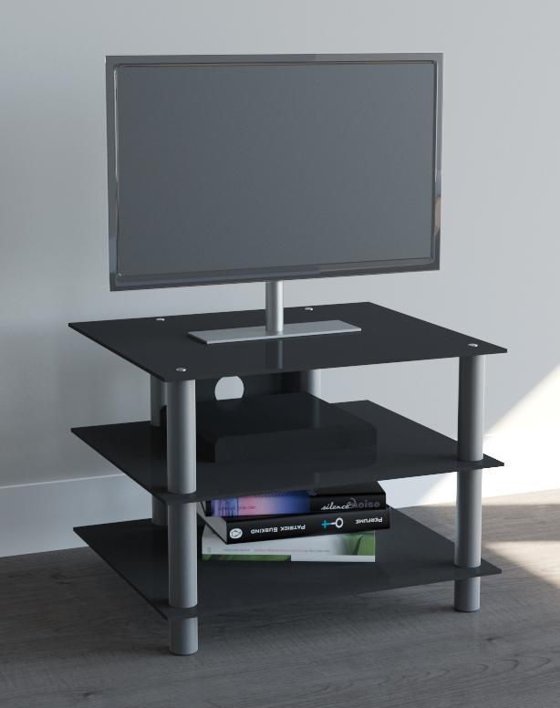 VCM my media TV-Möbel Sindas Silber/Schwarzglas