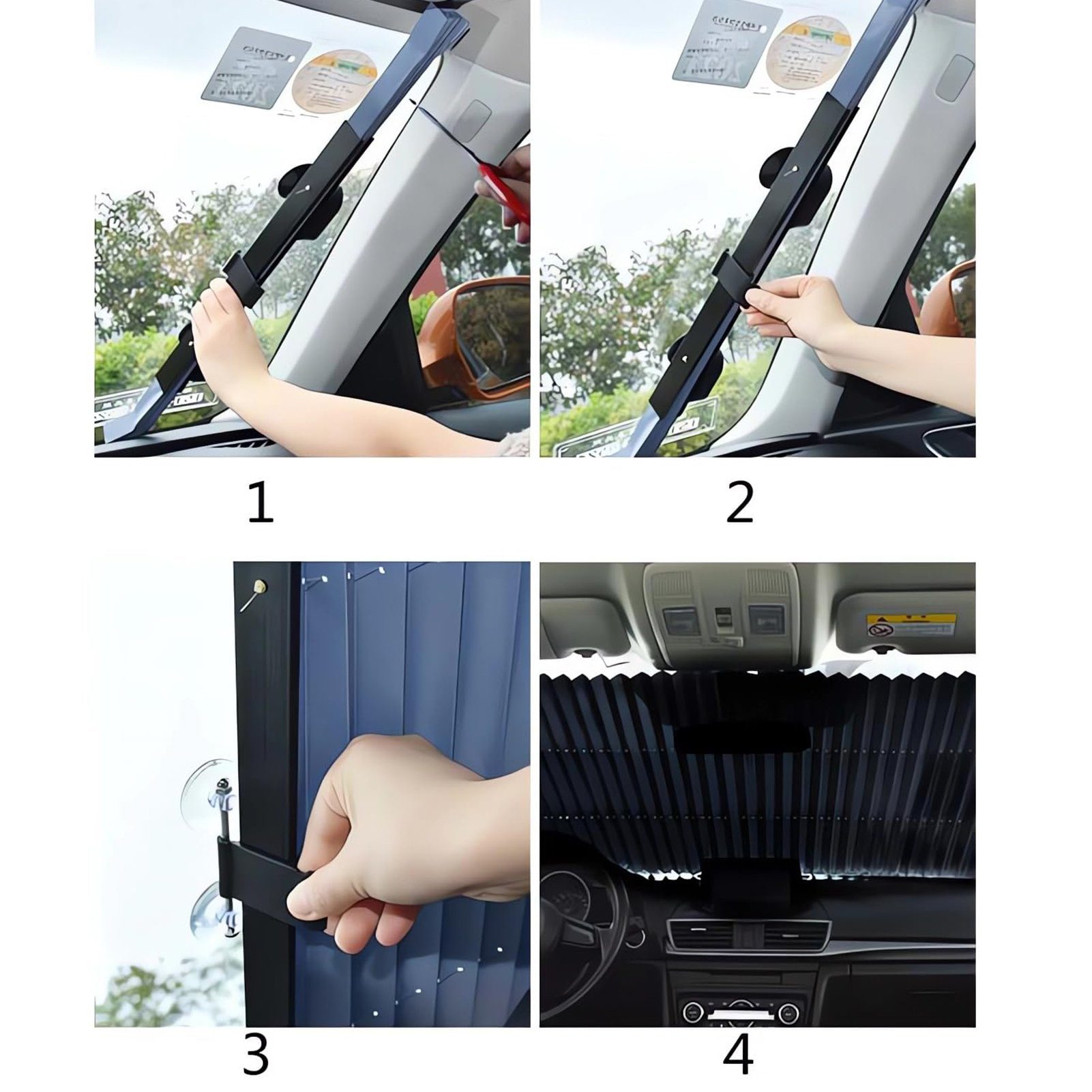 Rutaqian Autosonnenschutz Auto-Sonnenschutz Wärmeisolierung Sonnenschirm, (Automatisch versenkbarer Sonnenschutz, Multifunktionaler Auto-Sonnencreme Sonnenschutz vorn), Breites Anwendungsspektrum für alle Fahrzeuge geeignet