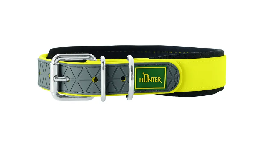 Hunter Hundehalsband Convenience Comfort, Farbe: neongelb, Größe: 55, Maße: 42 - 50 cm / 2,5cm