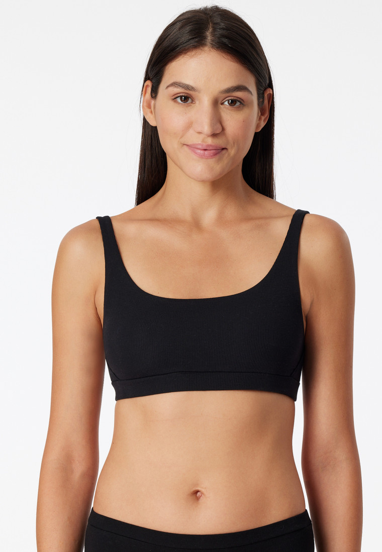 Bustier Doppelripp Organic Cotton schwarz - Pure Rib