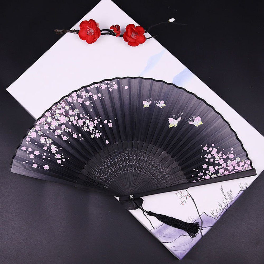 DRSEON Handfächer 2 Stück Handfächer Fächer,Folding Fans mit Quaste, (2-tlg)
