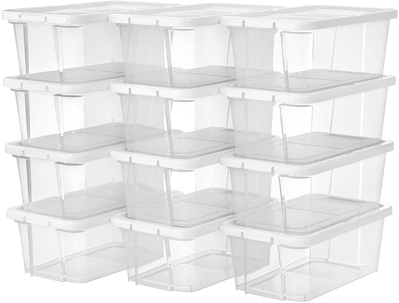 Songmics 12er Set Schuhboxen Aufbewahrungsboxen 34,5 x 19,5 x 12,5 cm