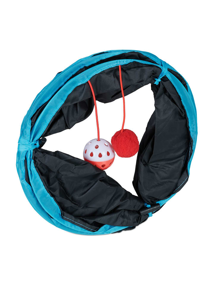 relaxdays Katzentunnel in Schwarz/ Blau günstig kaufen onesize