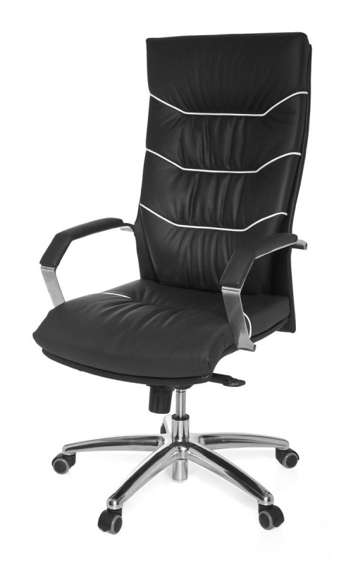 Amstyle XXL Chefsessel Ferrol Echtleder schwarz, 5-Punkt Multiblock-Mechanik, Bürostuhl bis 120kg