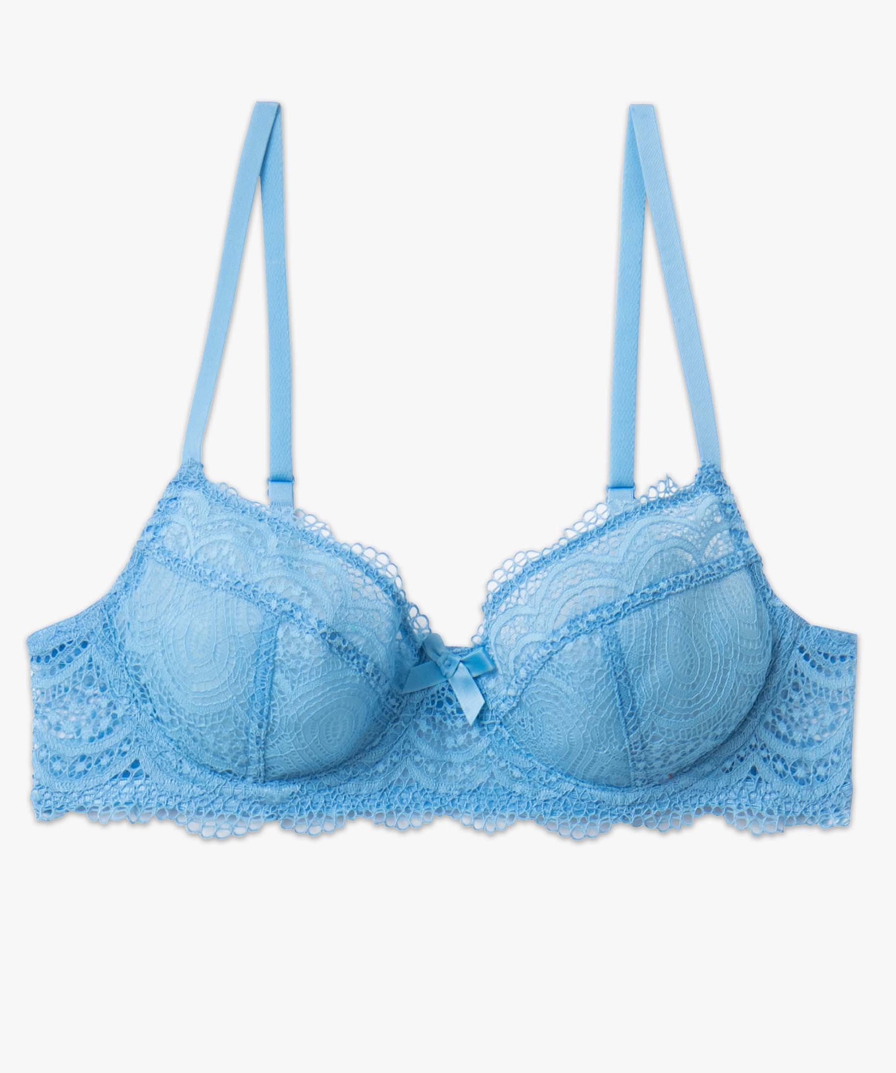 Soutien-gorge forme corbeille en dentelle femme bleu | GEMO