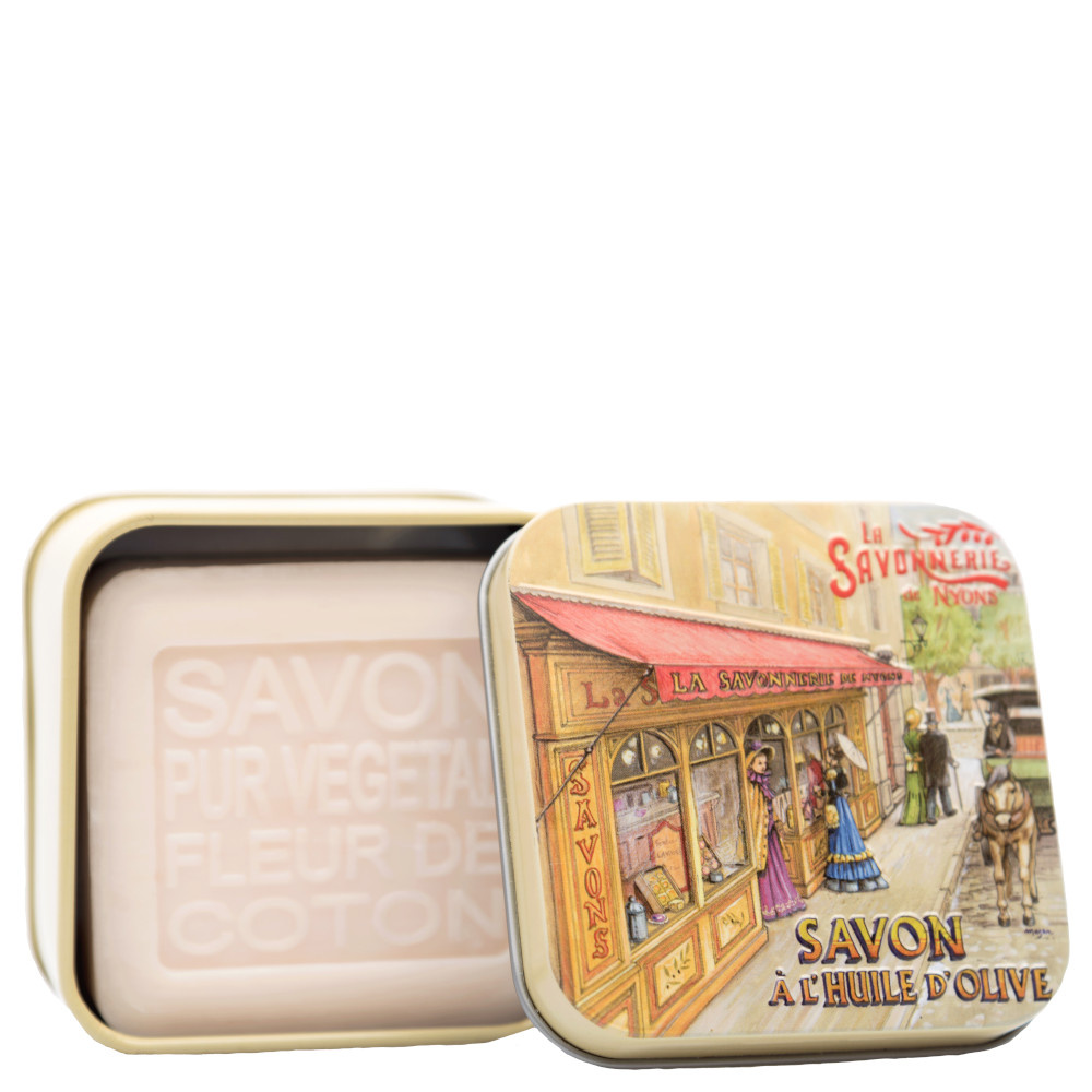 La savonnerie de nyons Savon 100g Fleur de Coton et Boîte Métal Boutique Savon