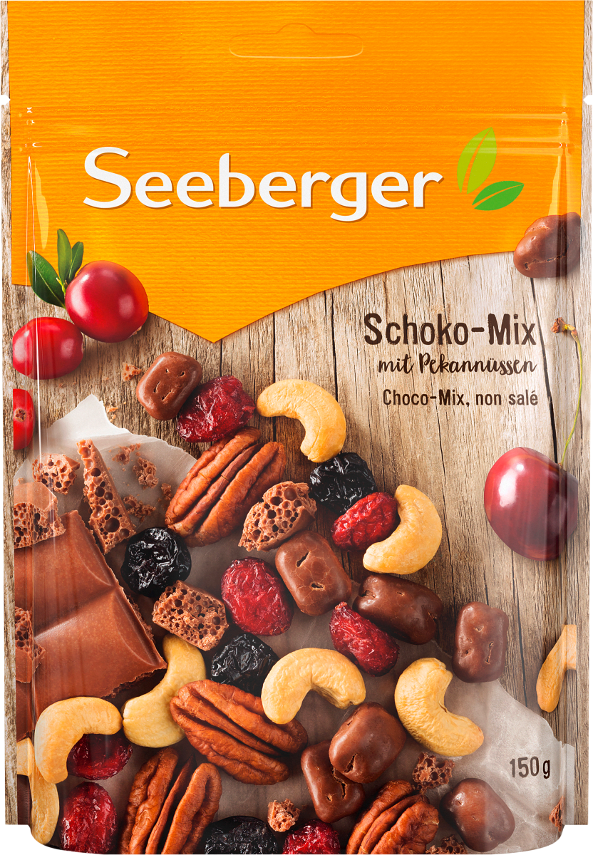 Nuss- & Trockenfrüchtemischung, Schoko-Mix mit Pekannüssen, 150 g