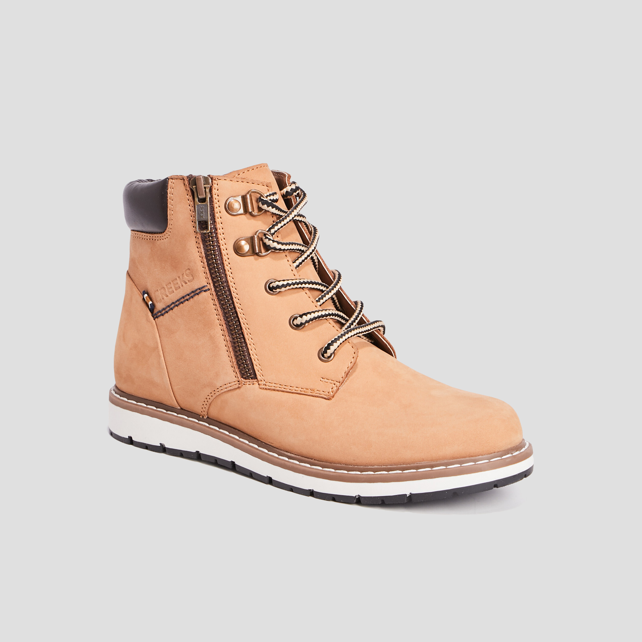 Baskets montantes en cuir Creeks camel garçon | La Halle