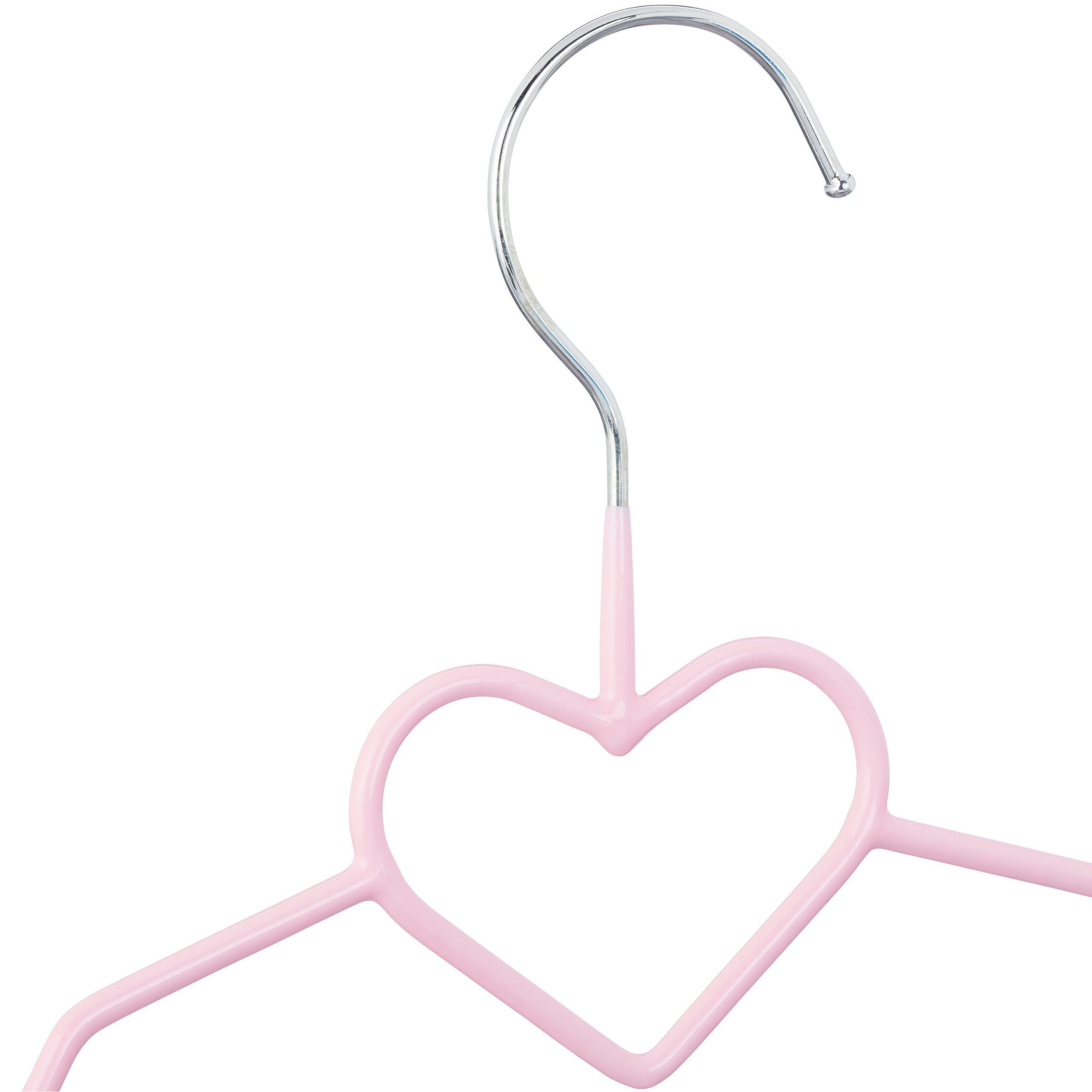 relaxdays Kleiderbügel 30 x Kinderkleiderbügel Herz rosa