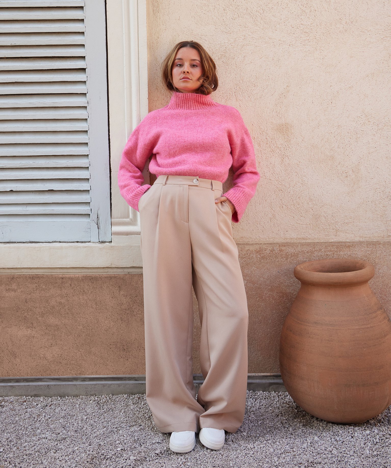 Pantalon très large et fluide femme - Gémo x Melissaallbb beige | GEMO
