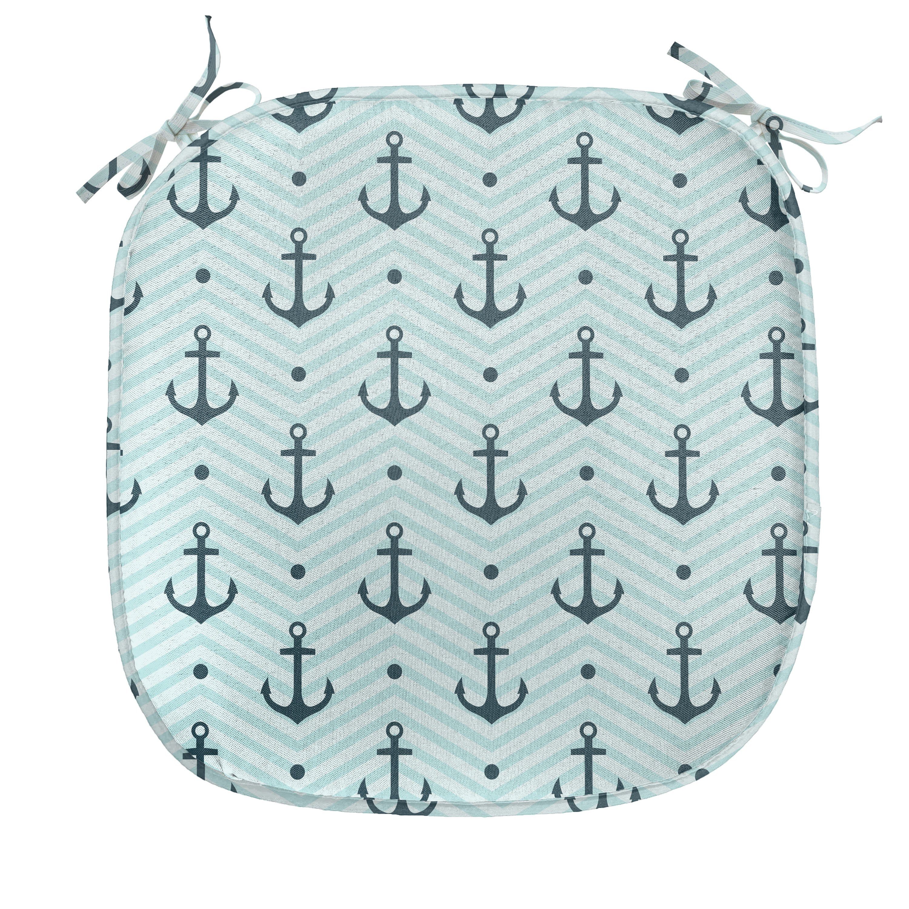 Abakuhaus Stuhlkissen Dekoratives wasserfestes Kissen mit Riemen für Küchensitze, Anker Zick-Zack-Chevron Anchors