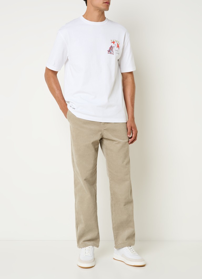 Pantaloni chino din catifea reiată Jabari, croială dreaptă, cu talie reglabilă cu șnur.