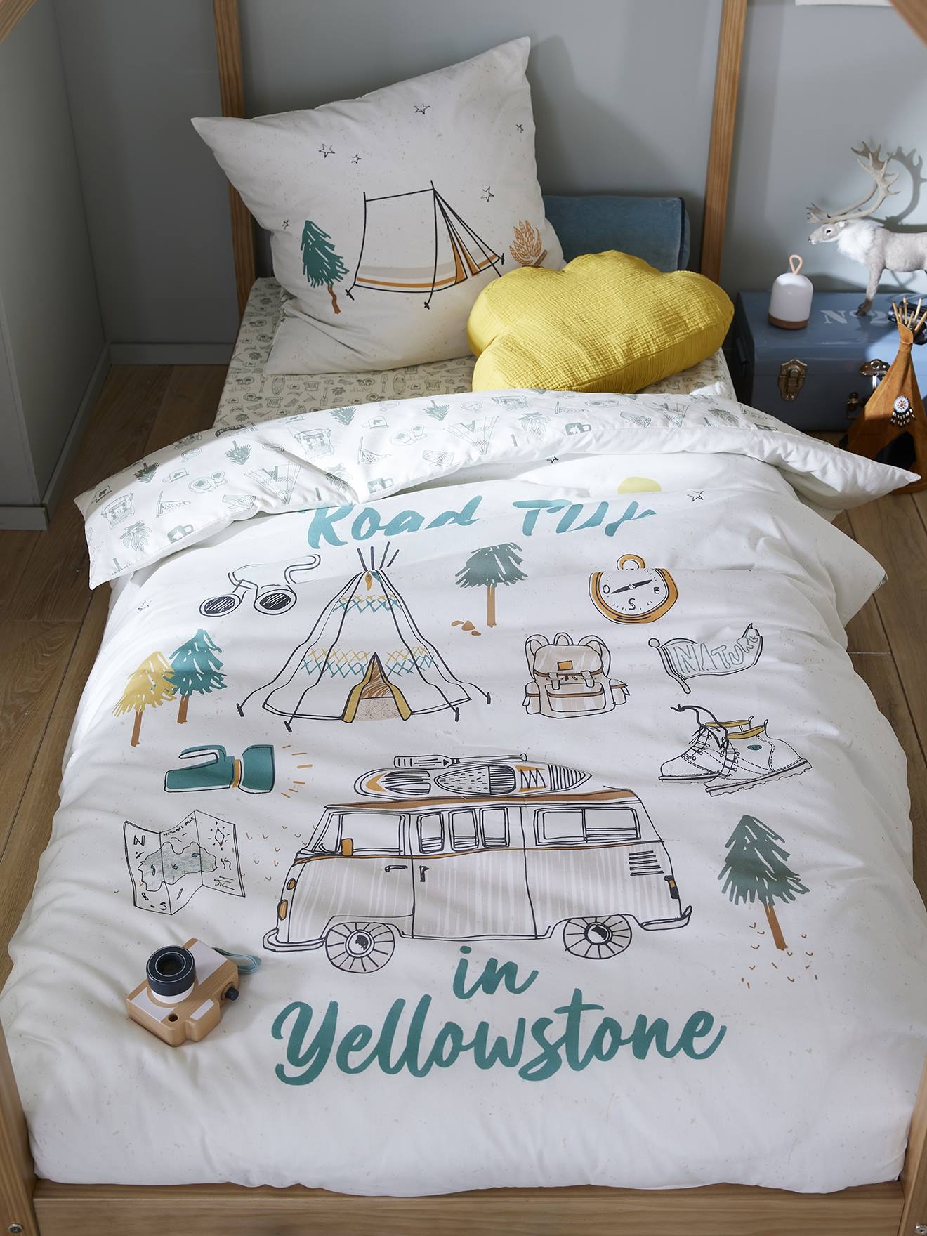 Vertbaudet Kinder Bettwäsche-Set YELLOWSTONE Oeko-Tex - beige