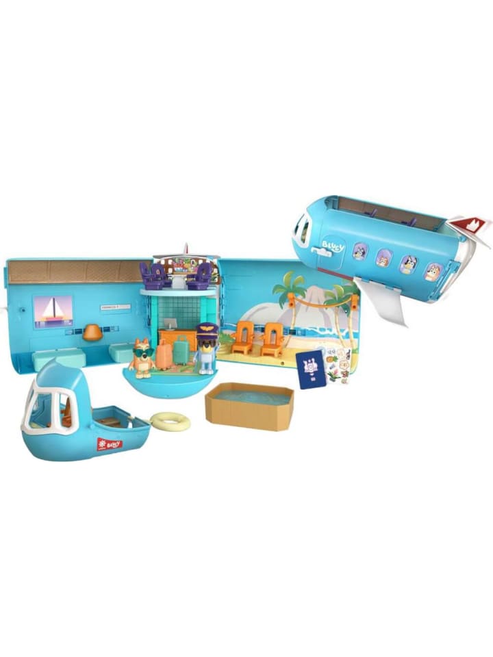 Bluey Spielzeugfahrzeug Wandelbares Flugzeug, 3 in 1 Spielset Urlaub Boot Hotel günstig kaufen onesize