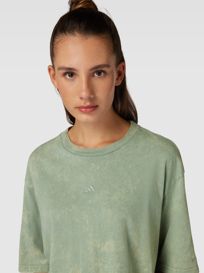 Cropped T-Shirt mit Label-Stitching in lindgrün