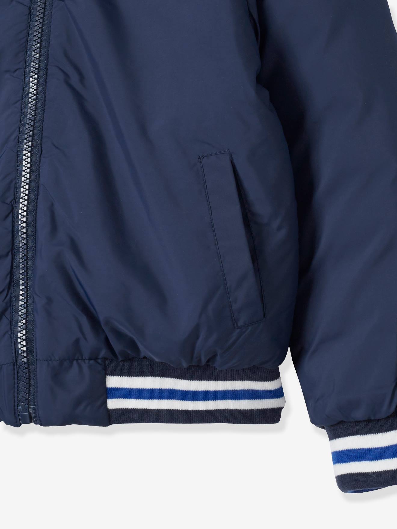 Blouson doudoune garçon réversible marine grisé