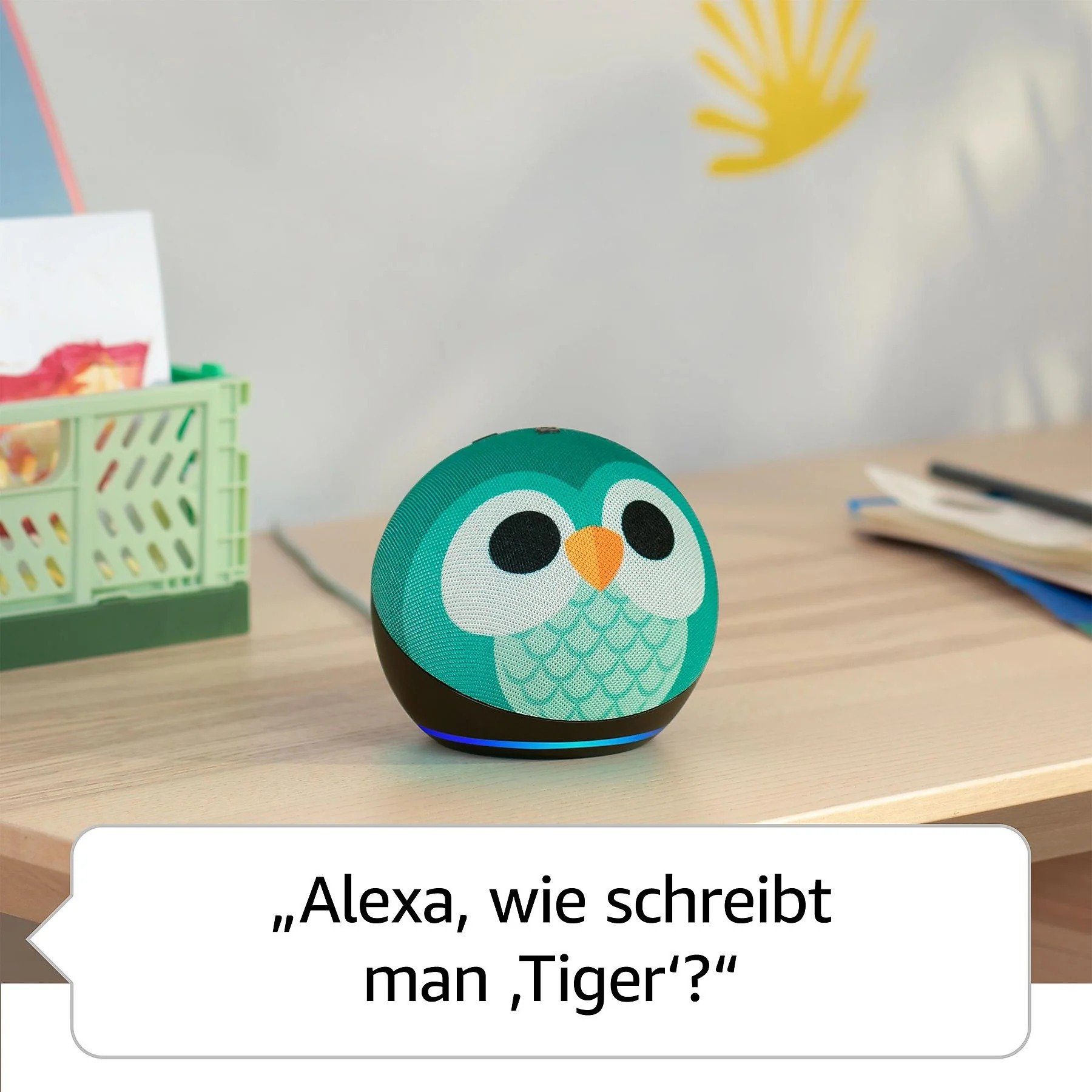 Amazon Echo Dot Kids (5.Gen) Eulen-Design Kinder Edition mit Alexa Lautsprecher (Bluetooth, WLAN (WiFi), mit Sprachsteuerung, Streaming)