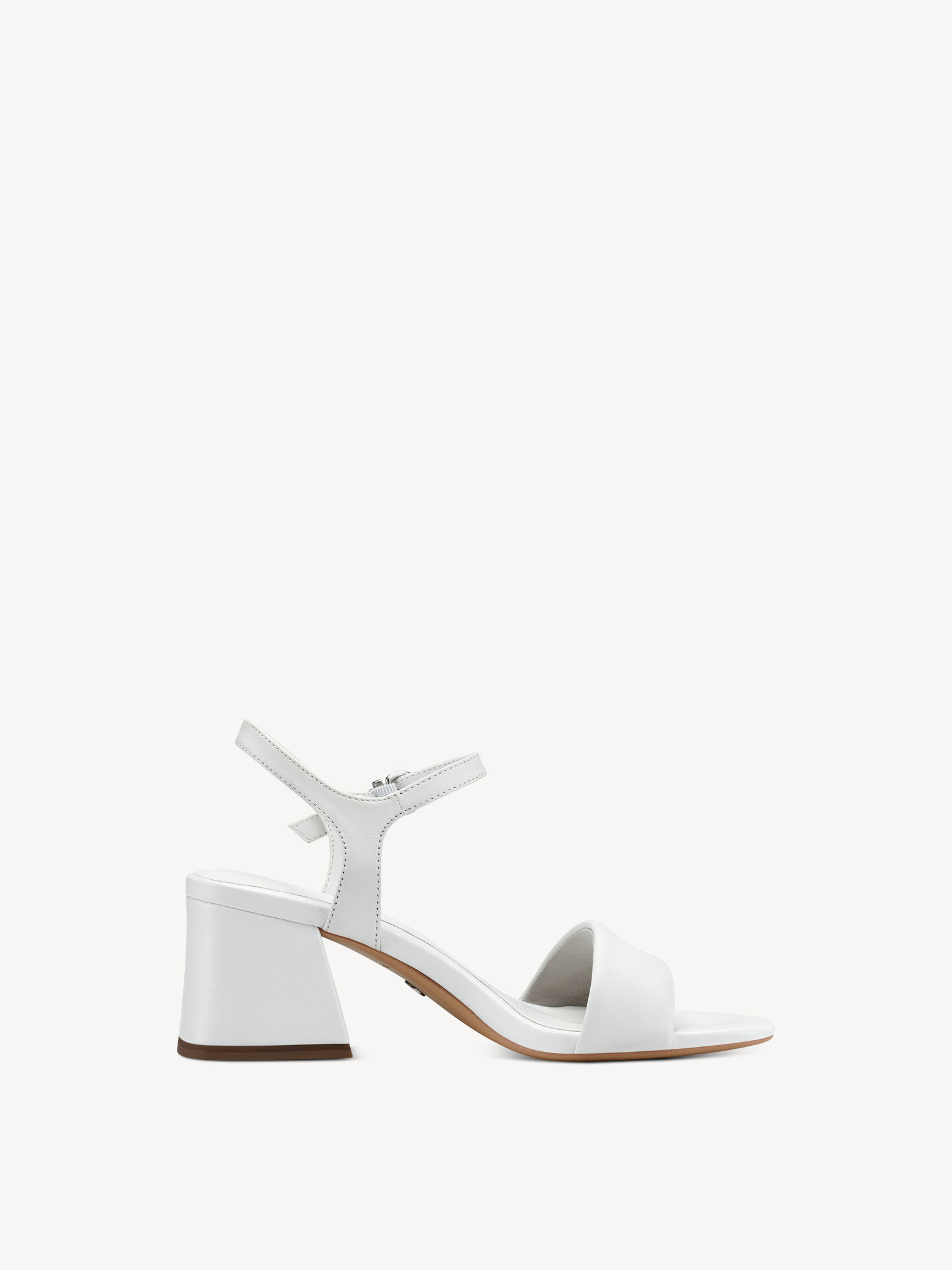 Sandale à talon en cuir - blanc