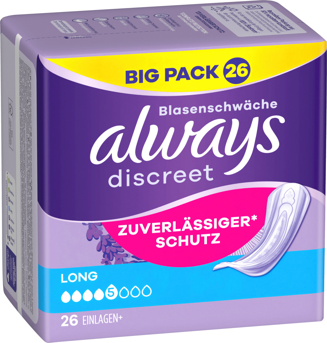 discreet Einlagen Inkontinenz Long Big Pack, 26 St