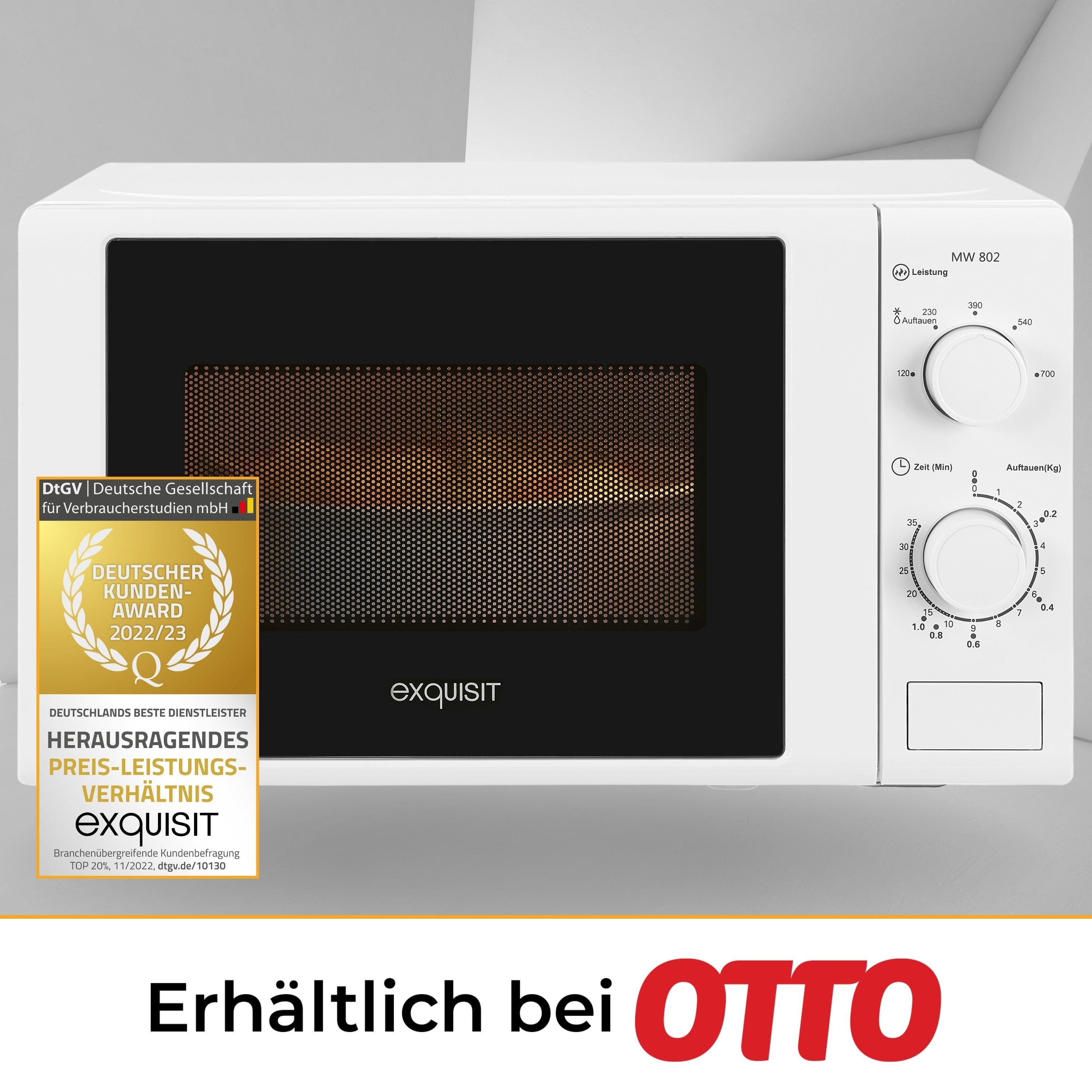 exquisit Mikrowelle MW 802, Mikrowelle, 20,00 l, kompakte Mikrowelle, platzsparend, inkl. Timer, einfach zu bedienen