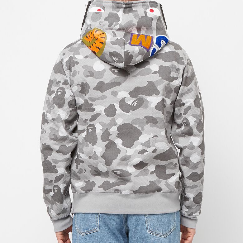 A Bathing Ape Honeycomb Camo Shark Full Zip Hoodie M gray