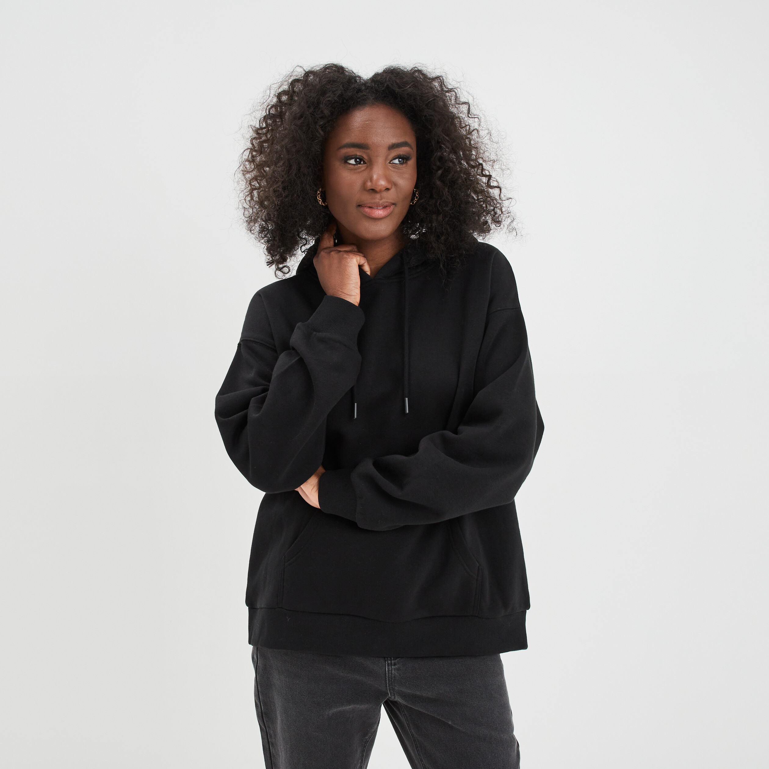 Sweat molleton à capuche hoodie noir femme | La Halle