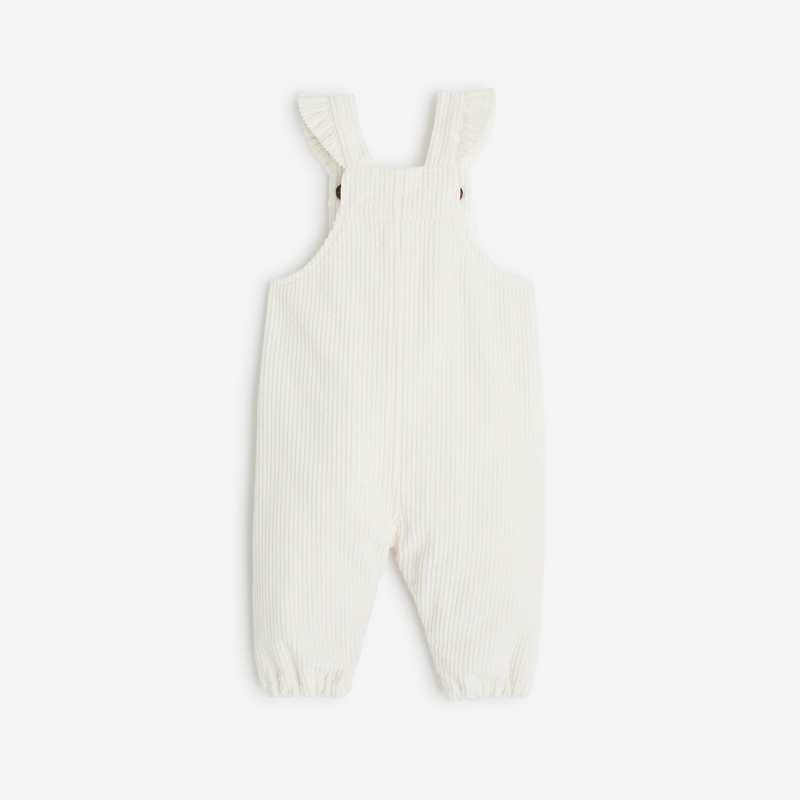 Salopette bébé fille blanche cassé en velours de maille côtelée Catimini