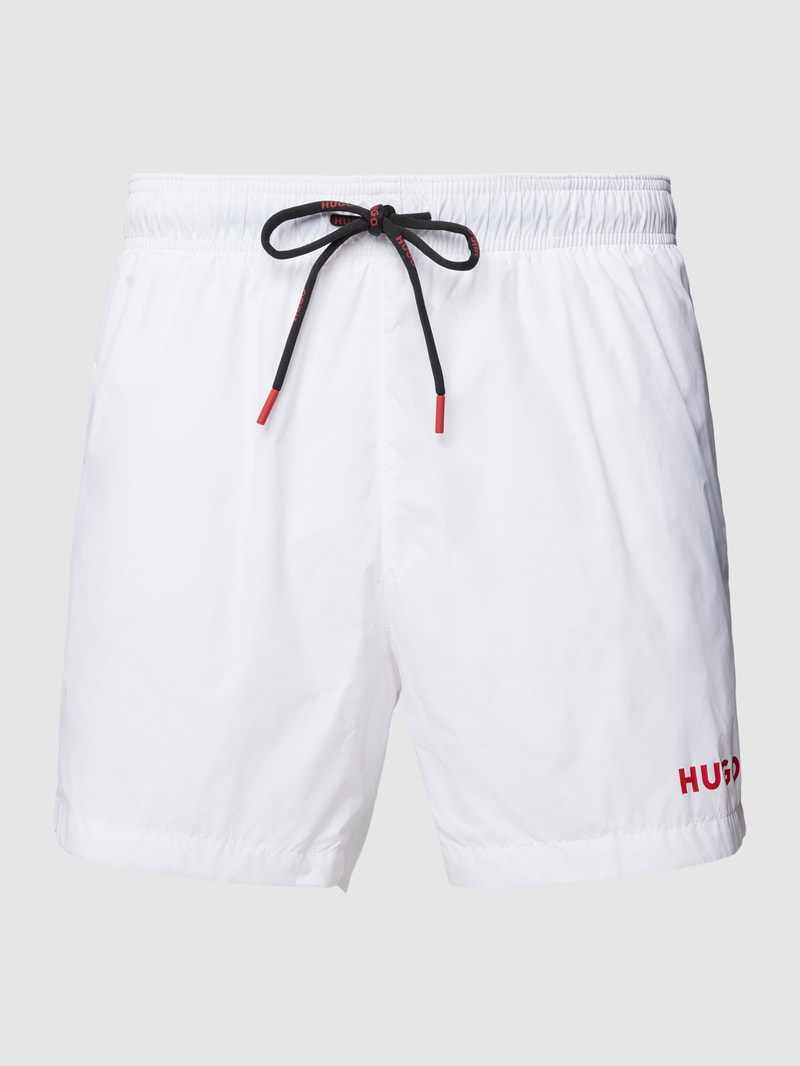 Badehose mit Label-Details Modell 'HAITI' in weiß