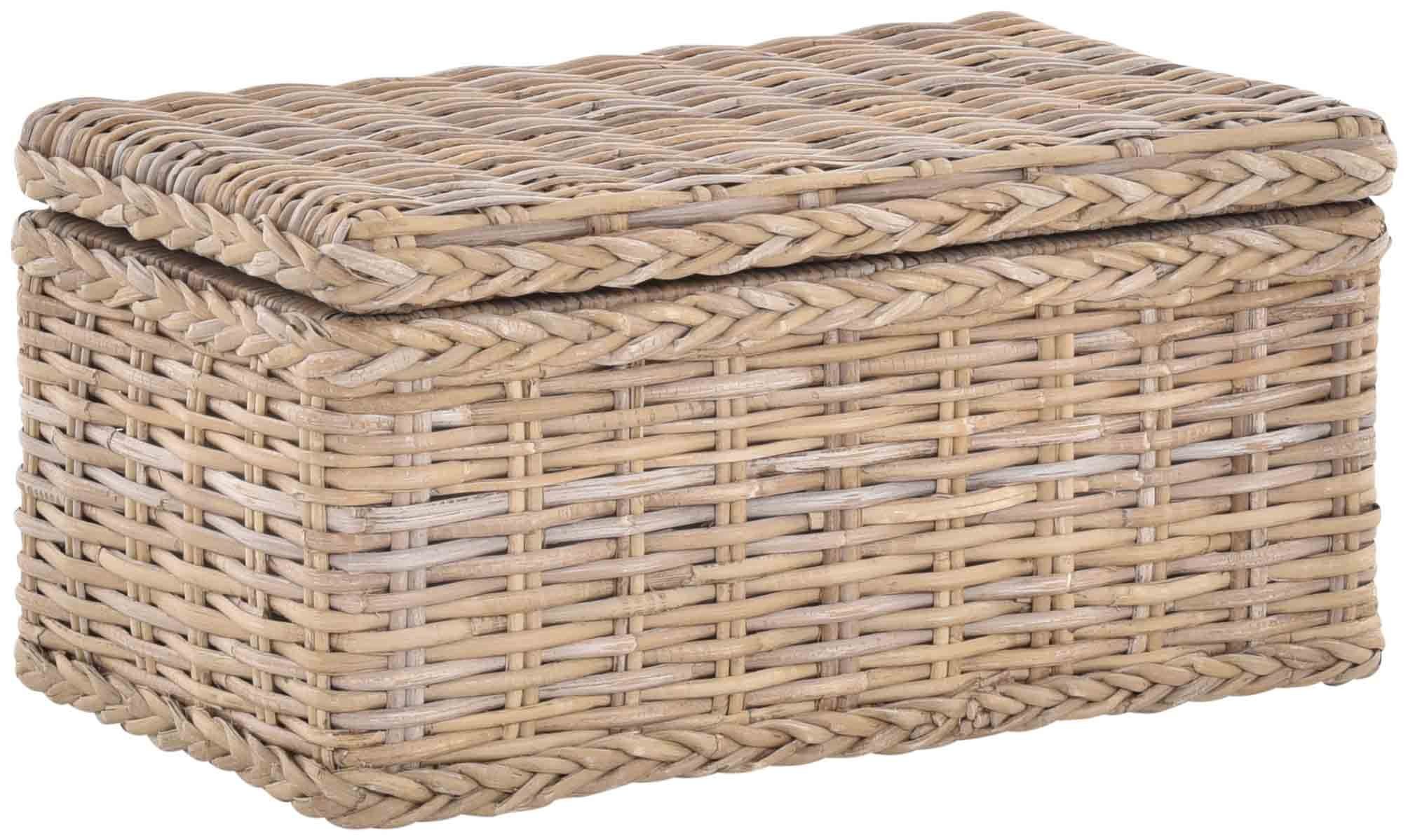Krines Home Spielzeugtruhe Spielzeugtruhe Wäschetruhe Allzweck-Korb Griffen aus echtem Rattan, verschiedene Größen Truhe Aufbewahrung Box