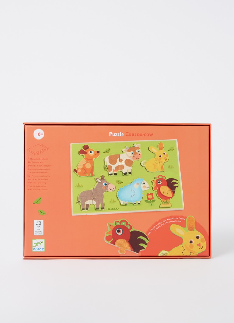 Puzzle Djeco Peekaboo Cow Duo Shape, 12 piese