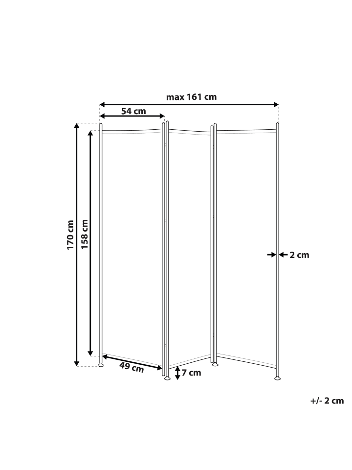 Beliani Paravent NARNI in Schwarz - (W) 161 x (H) 170 x (L) 2 cm günstig kaufen onesize