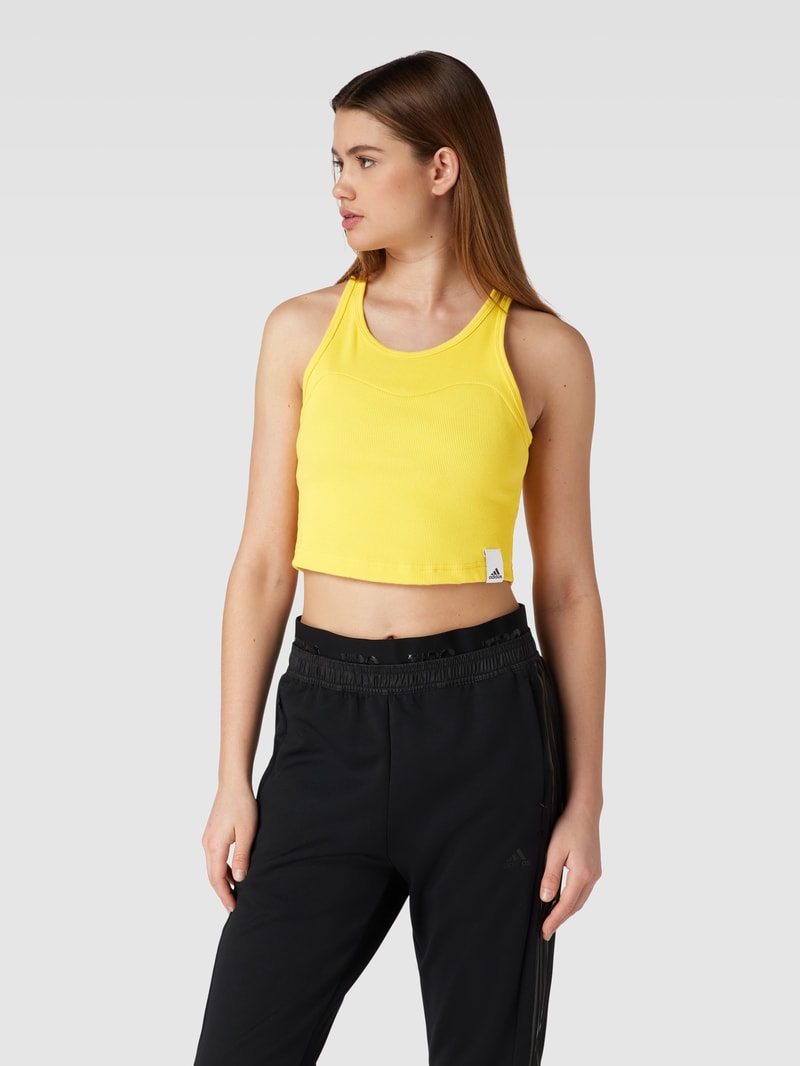 Crop Top in Ripp-Optik in gelb